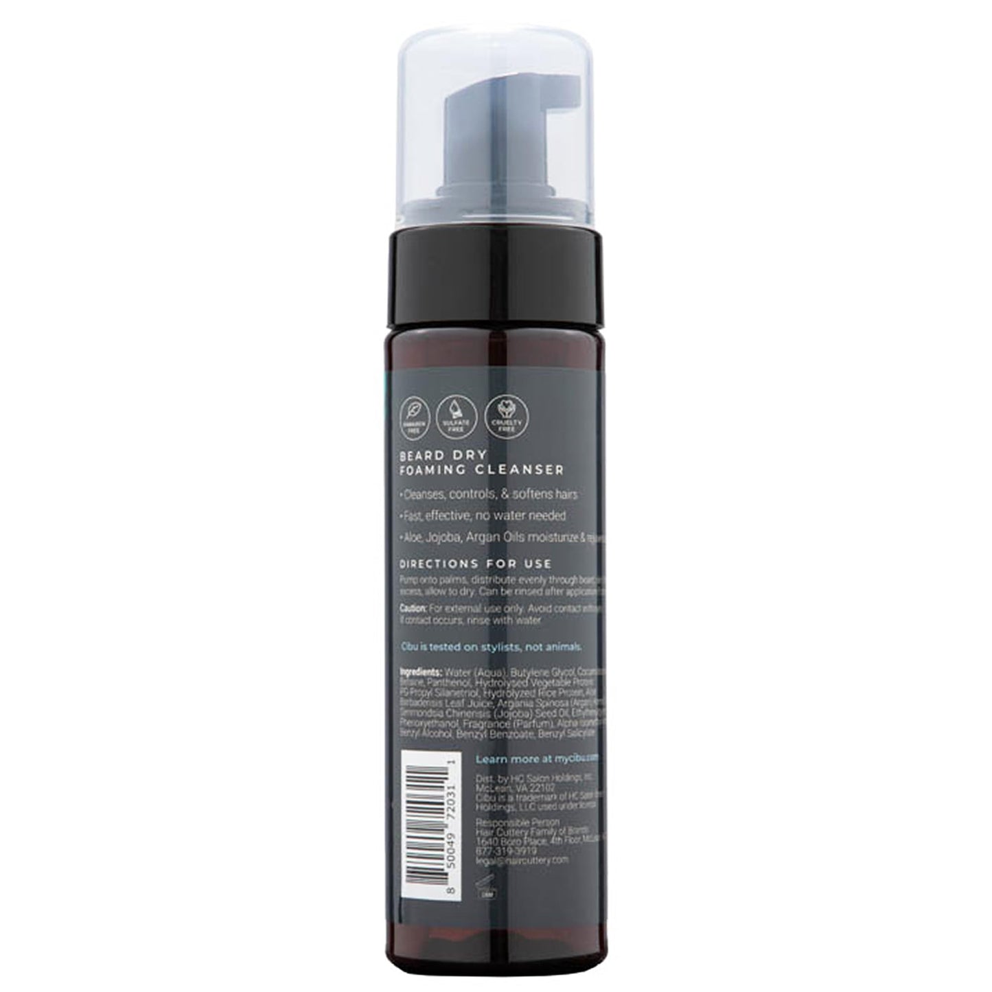 Cibu for Men Beard Dry Foaming Cleanser 6oz - Rinse-Free Beard Wash for Men to Control and Tame Unruly Beards and Coarse Hair - Softening Beauty and Personal Care CIBU