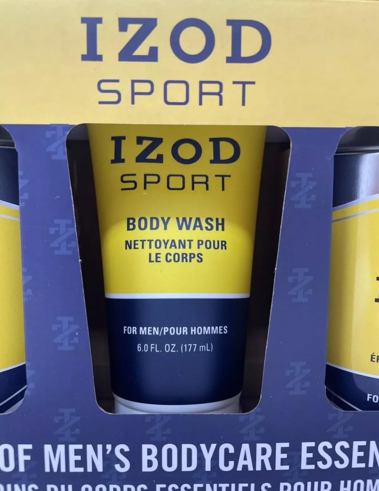 IZOD Sport 3 Pack Body Care, Toe & Nail Clippers, Body Wash and 40g Sponge, Blue & Yellow Beauty & Personal Care IZOD