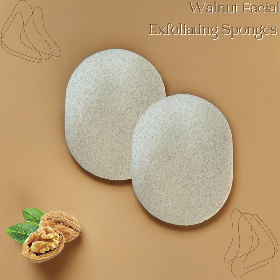 Walnut Facial Exfoliating Sponges (2-Pack) Beauty and Personal Care TVTime Direct