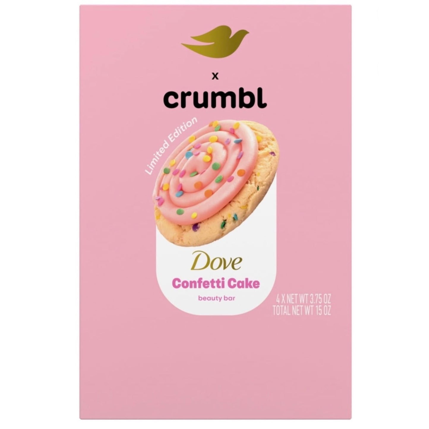 Dove x Crumbl Limited Edition Confetti Cake Beauty Bar Soap, Warm Sugar Cookie Scent, 4 Bars Beauty & Personal Care Dove