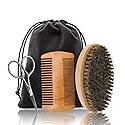 Hair Dough Beard Brush & Comb, Scissors Set for Men, Set Includes Soft Boar Bristle Brush, Bamboo Wide Tooth Comb, and Mustache Trimming Scissors Beauty & Personal Care AOHO MOOON