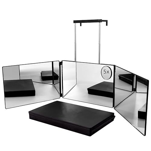 SELF FIND 3 Way Mirror for Hair Cutting, 360° Mirror for Haircuts for Men, Barber with Height Adjustable Telescoping Hooks for Makeup and Hair Styling Beauty & Personal Care SELF FIND