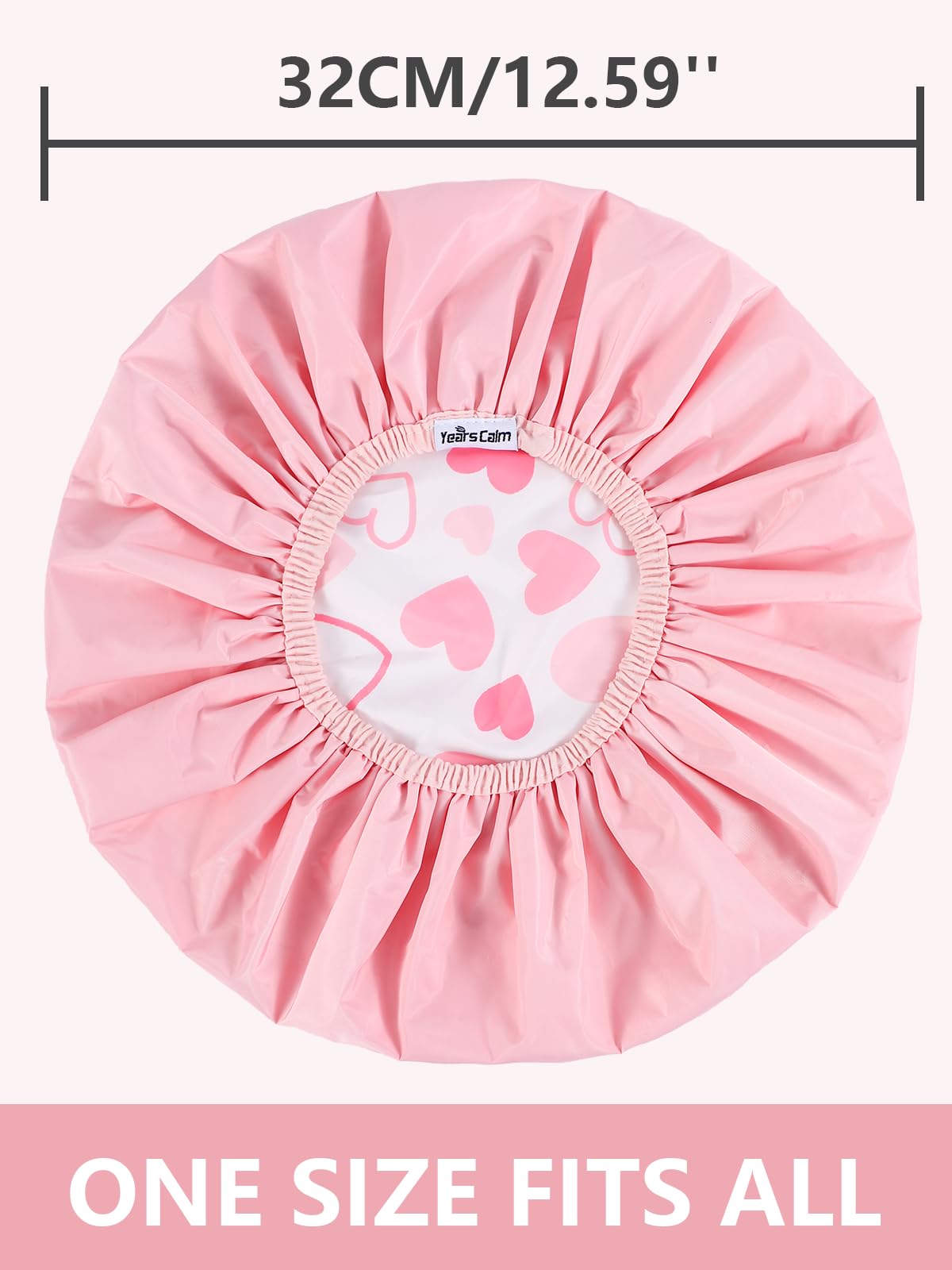 Years calm Shower Caps for Women Reusable Waterproof, Double Layer Waterproof Fabric - Both Sides Usable, Reversible Pattern & Solid Color Design Beauty and Personal Care Years calm