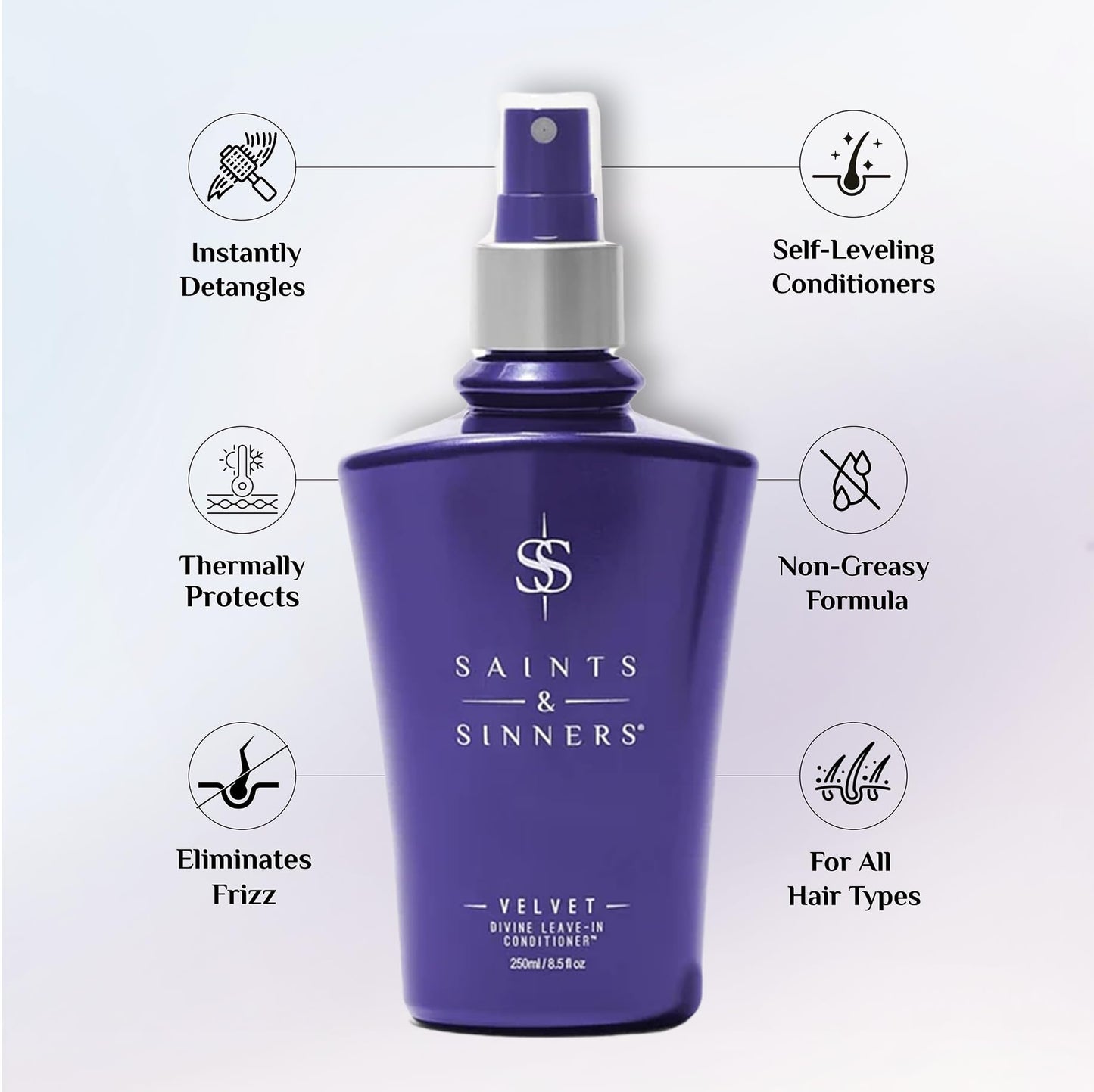 Saints & Sinners Award-Winning Velvet Divine Leave-In Conditioner Spray. Helps Dry, Frizzy, Coarse, Tangled, & Damaged Hair. Adds Moisture & Shine Beauty & Personal Care Saints & Sinners
