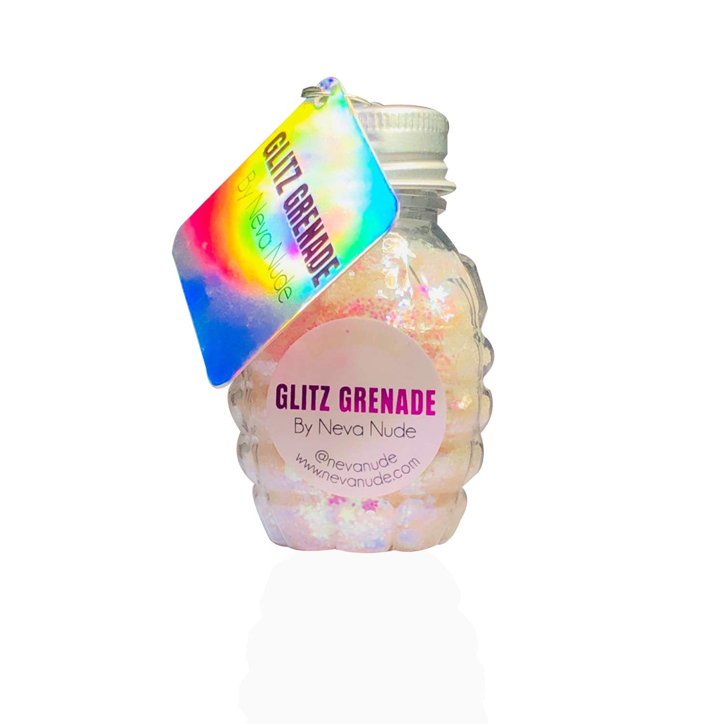 Neva Nude Face and Body Glitter Keychain - Holographic and Blacklight Reactive Chunky Glitter in Aloe for Festivals, Raves, and More | Cosmetic Grade Beauty & Personal Care Neva Nude