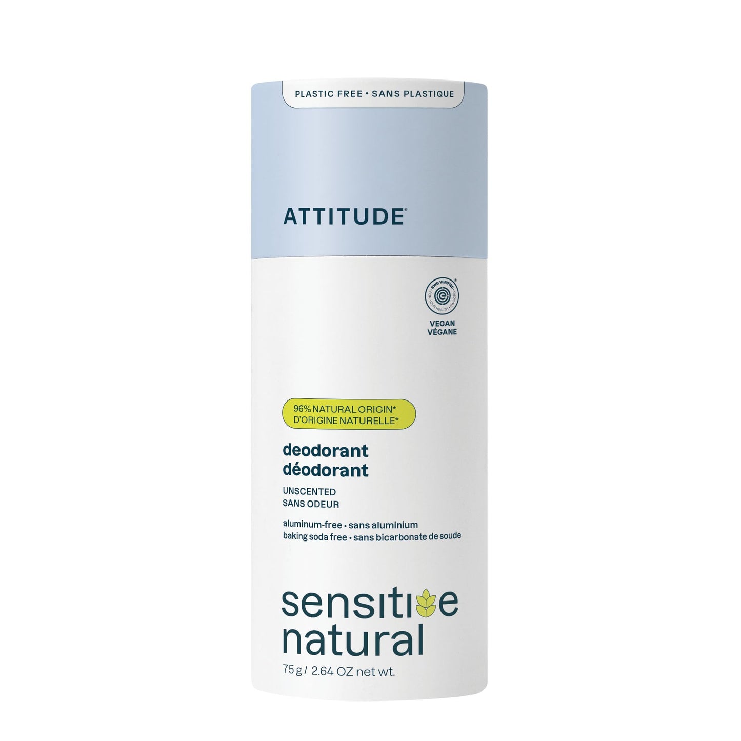 ATTITUDE Sensitive Skin Deodorant, Aluminum Free Deodorant for Women & Men with Oat Extract, Baking Soda Free, Gentle Odor Protection, Vegan Beauty and Personal Care ATTITUDE