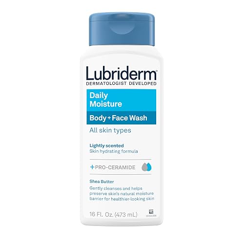 Lubriderm Daily Moisture Body + Face Wash, Hydrating Body Wash + Moisturizing Facial Cleanser with Pro-Ceramide & Shea Butter to Gently Cleanse, Light Beauty & Personal Care Lubriderm