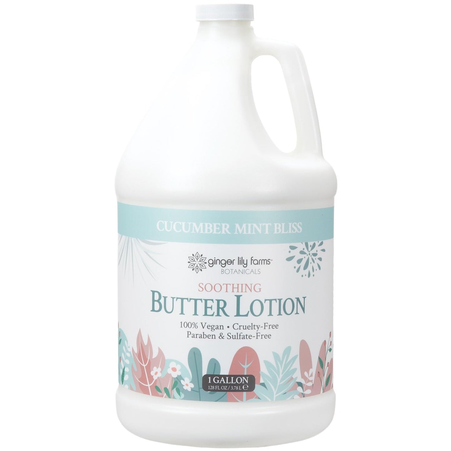 Ginger Lily Farms Botanicals Soothing Butter Lotion for Dry Skin, 100% Vegan & Cruelty-Free, Cucumber Mint Bliss Scent, 1 Gallon (128 fl oz) Refill Beauty & Personal Care Ginger Lily Farms