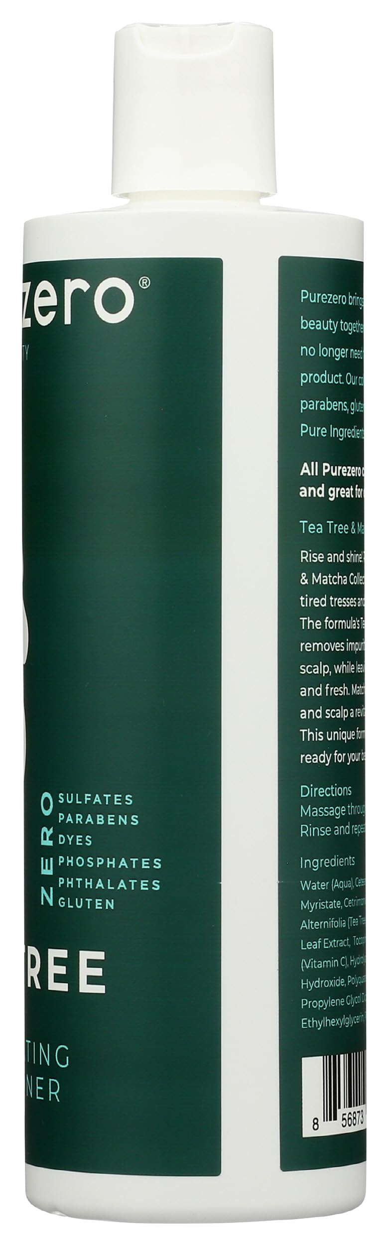Purezero Tea Tree & Matcha Conditioner - Minty Nourishing & Invigorating Scalp Treatment - Zero Sulfates, Parabens, Dyes Vegan and Cruelty Free - 12