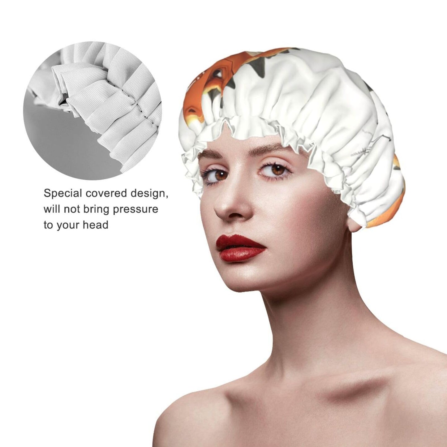 Funny dragon Shower Cap for Women Men Large Reusable Shower Bonnet Double-Layer Waterproof Bath Caps Elastic Band Hair Hat for All Hairstyles Beauty and Personal Care BWLHJKE