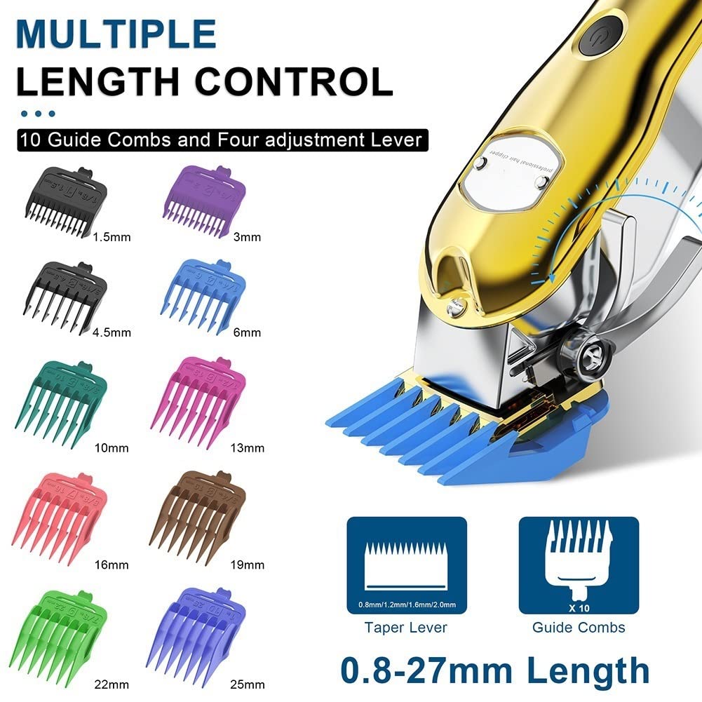 QDKVTNDJZ Hair Clippers for Men, Professional Trimmer for Cutting Machine with 10 Colorful Guide Combs Waterproof Beauty and Personal Care QDKVTNDJZ