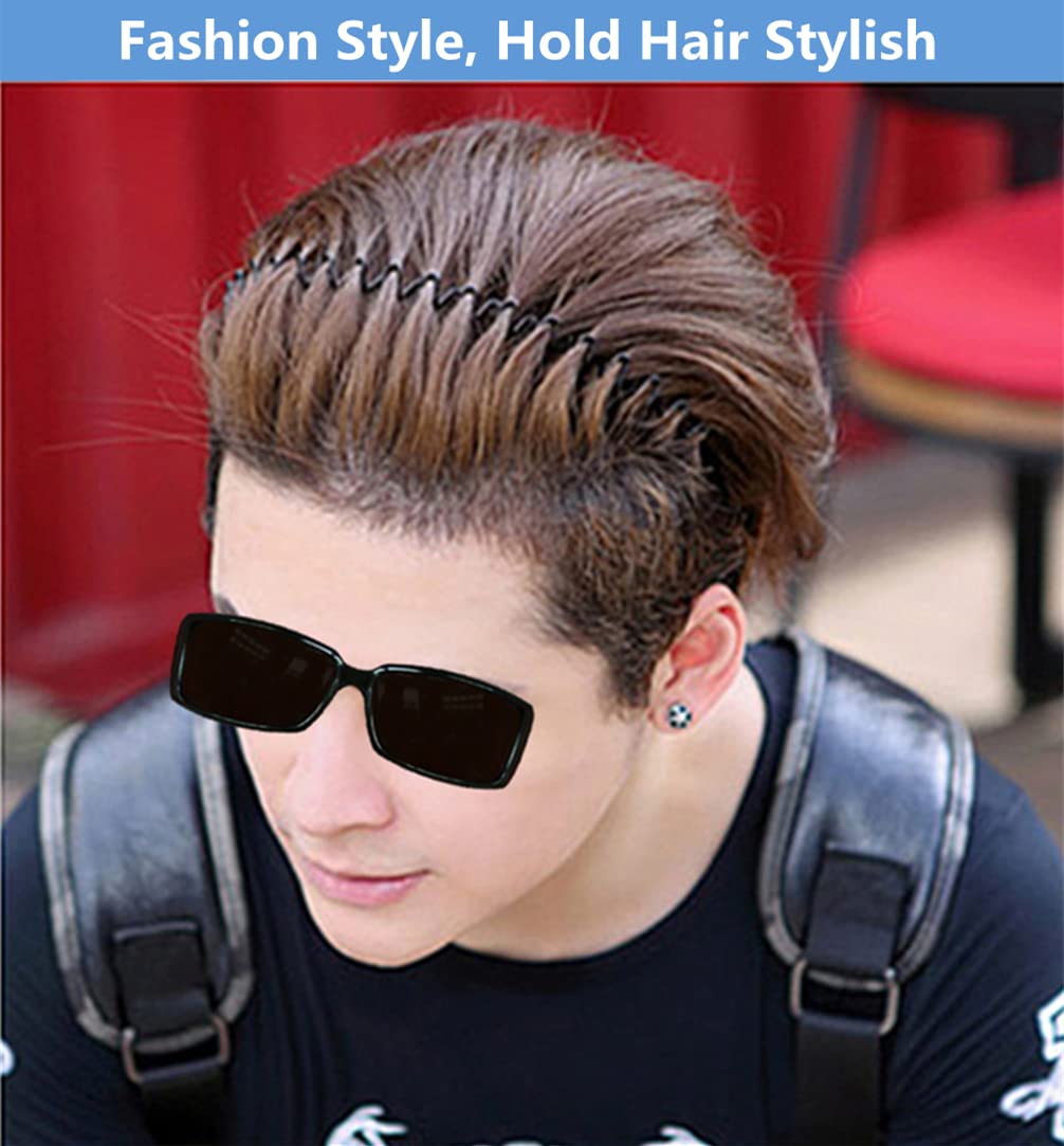 bodbop Metal Hair Band for Men Headband Women Bands Unisex Black Wavy Spring Outdoor Sports Headbands Men's Hoop Clips Accessories Simple Elastic Non Beauty and Personal Care bodbop