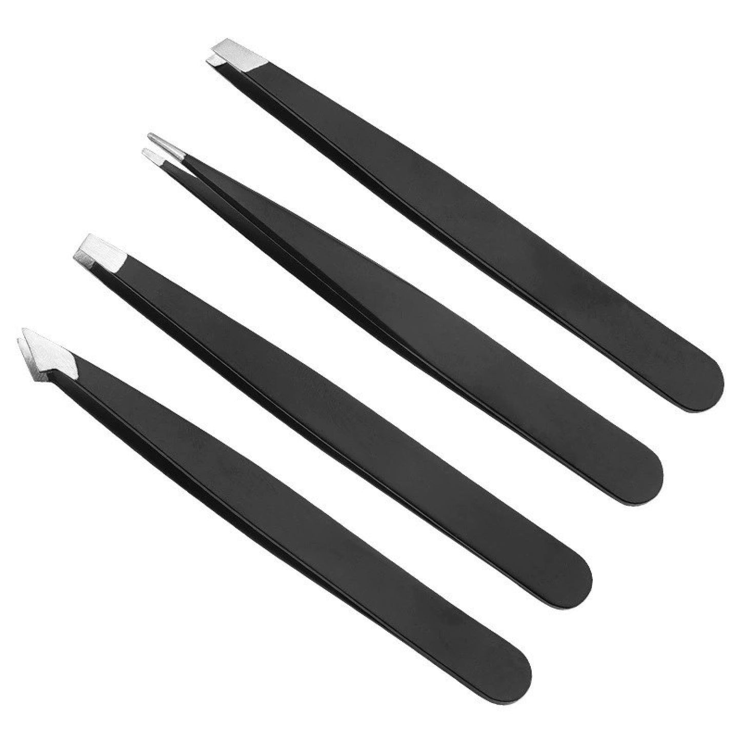 Stainless steel eyebrow clip 1.2 thick 96mm eyebrow clip set of four black diagonal eyelash forceps Beauty and Personal Care Whipin