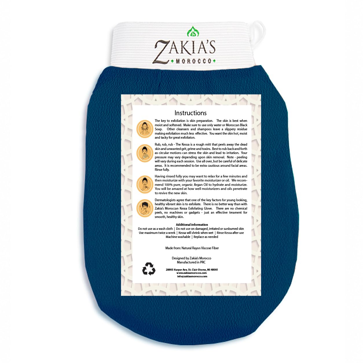 Original Rough Kessa Exfoliating Glove - Microdermabrasion Home Exfoliating Mitts, Removes unwanted dead skin, dirt and Keratosis Pilaris. Great Beauty and Personal Care Zakia's Morocco