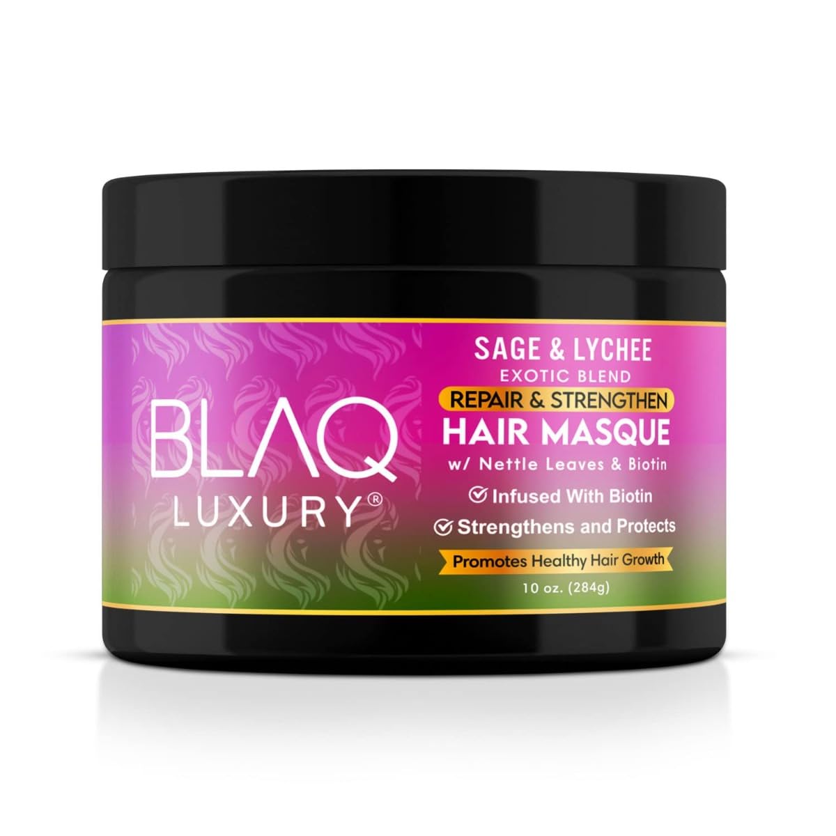 Blaq Luxury Sage & Lychee Hair Masque Treatment for Stronger, Healthier Hair - Biotin Infused, Promotes Growth & Moisture Retention, All Types, 10oz Beauty & Personal Care Blaq Luxury