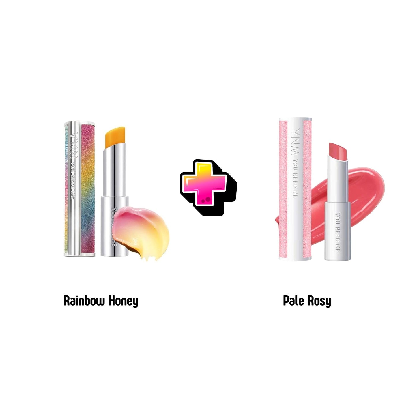 YNM Lip Duo Edition & Lip Duo Collection Set - Color Changing Rainbow Lip Balm + Ultimate Pink/Rosy Lip Balm - Korean Lip Care Gift Set (Made in Beauty and Personal Care YOU NEED ME