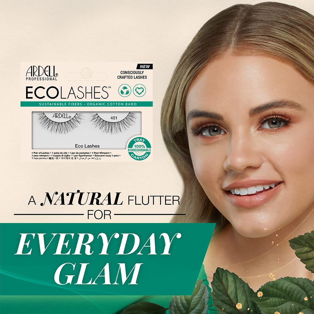 Ardell Eco Lashes 451, Sustainable Fibers False Eyelashes, Organic Cotton Band, Lightweight Natural Look, 1 Pair Beauty & Personal Care Ardell