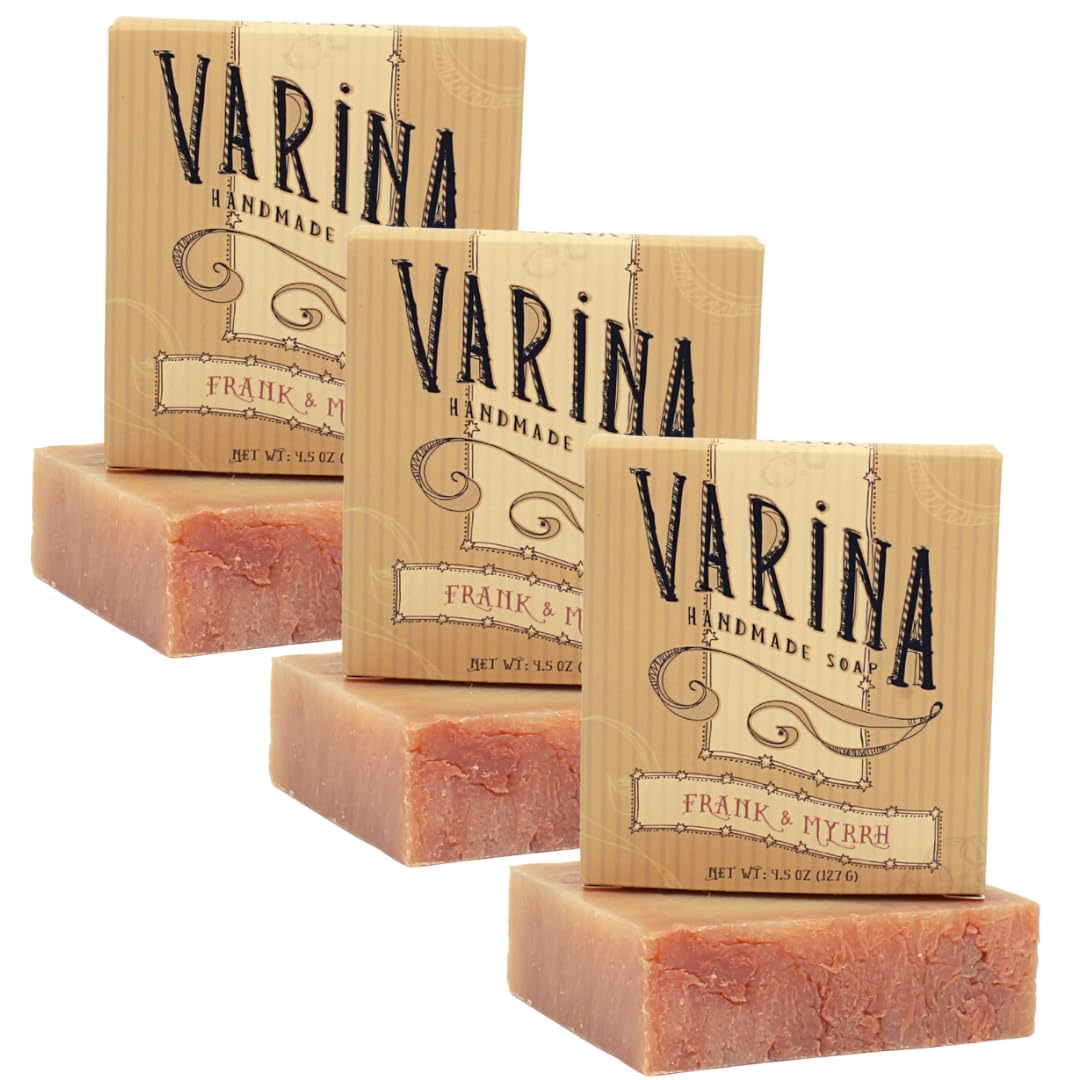 Varina Organic Frank and Myrrh Bar Soap - Gentle Cleansing for Sensitive Skin, Earthy Scents - 3 Pack - Experience Healthy and Glowing Skin Beauty & Personal Care Varina