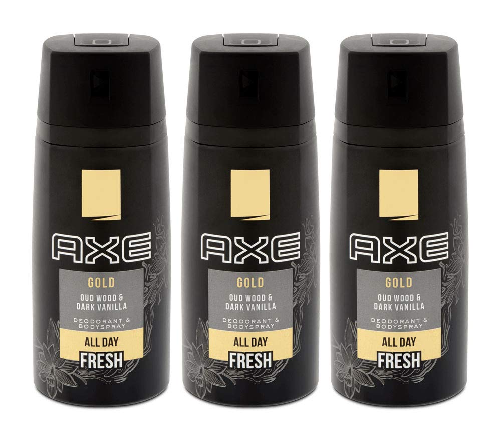 AXE Body Spray Gold Oud Wood & Fresh Vanilla, 5.07 oz (Pack of 3) (Package May Vary) Beauty & Personal Care AXE