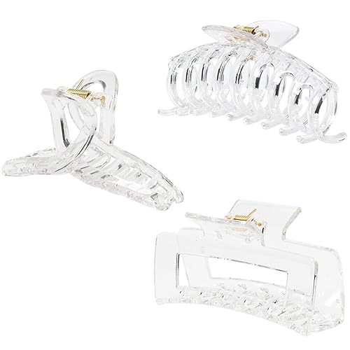 Kitiin Clear Claw Clips for Thick/Fine/Thin Hair, Strong Holding Large Jaw Polycarbonate Clips for Women (3 pcs) Beauty & Personal Care Kitiin