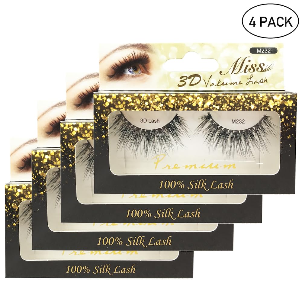 "4 Pairs" Miss Lash 100% Handmade Tapered 3D Volume lash M232 Beauty & Personal Care Miss Lashes