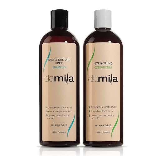 Damila Salt & Sulfate Free Shampoo & Conditioner for Keratin and Color Treated Hair - Professional Keratin Value Pack for Damaged, Frizzy, Curly, Dry Beauty & Personal Care damila