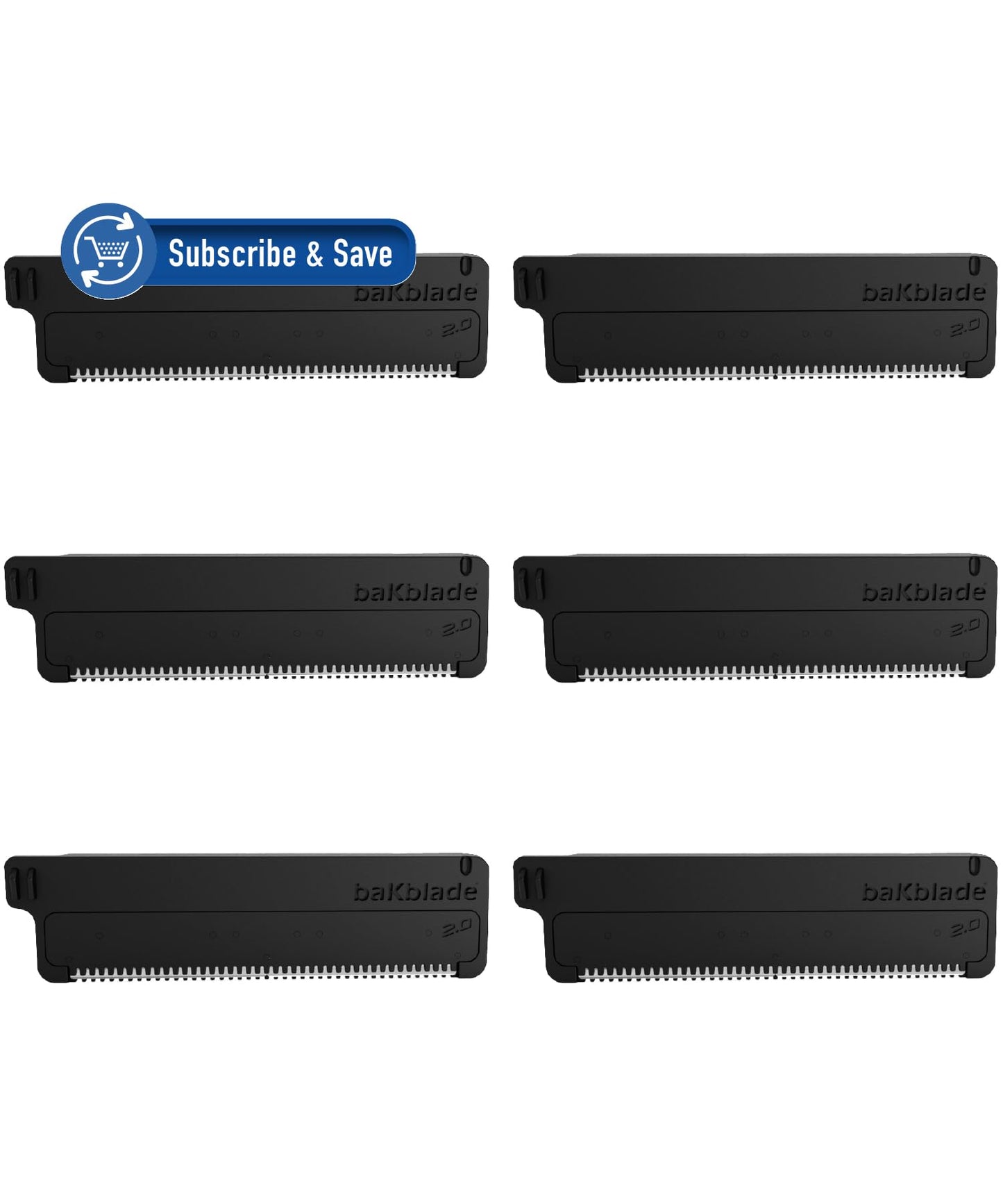 Bakblade 2.0 Refill Cartridges Bundle, Back Hair & Body Shaver Replacement Cartridges, Extra-Wide Wet Dry & Disposable Razor Blades (6 Blades) Beauty and Personal Care BAKBLADE