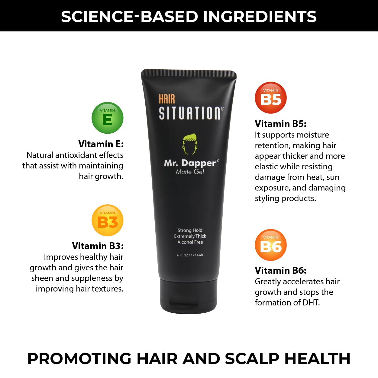 Hair Situation Mr. Dapper Matte Look Strong Hold Styling Hair Gel for Men, Anti-Humidity Shield, Anti-Frizz and Fly Away, Alcohol-Free, No Flake Beauty & Personal Care Hair Situation
