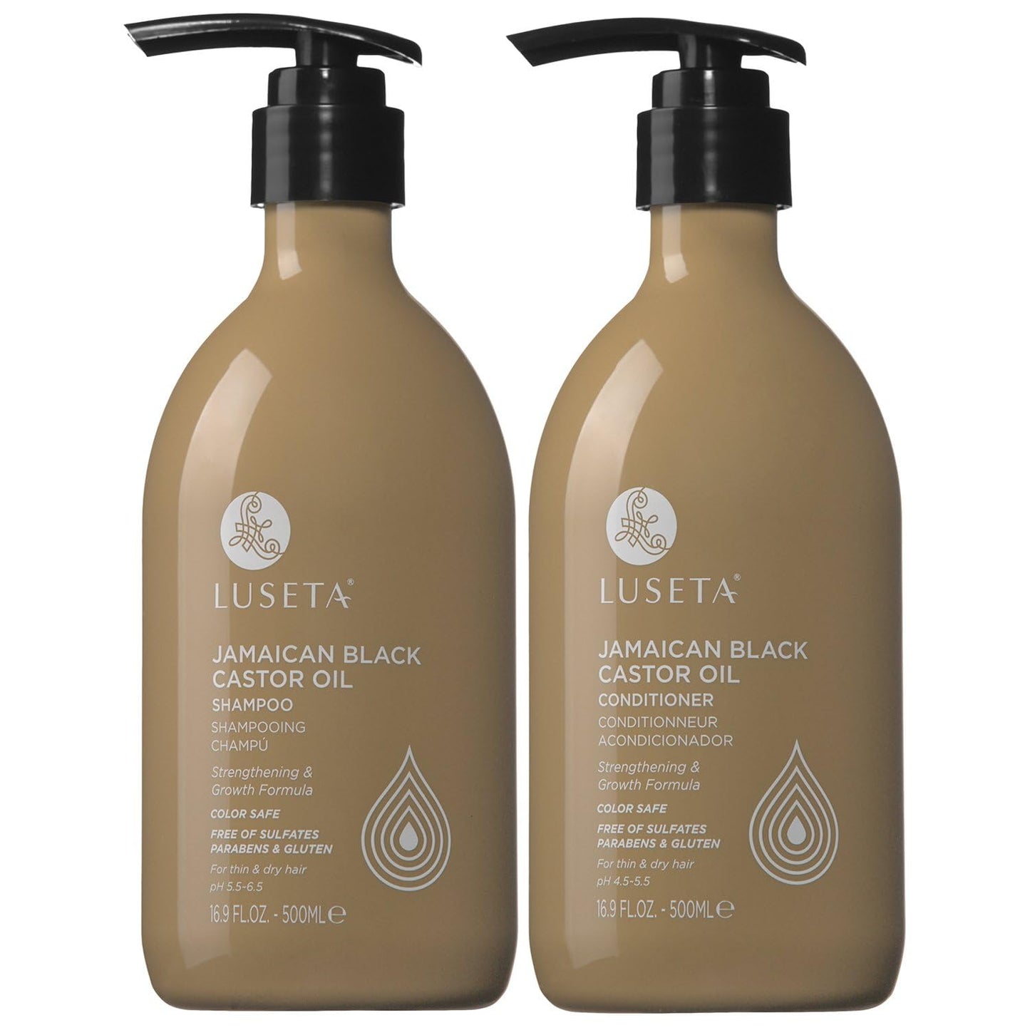 Luseta Castor Oil Shampoo and Conditioner Set for Thinning Hair - Strengthening Set for Thicker Fuller Looking Hair & Split End Repair for Men Women Beauty & Personal Care L LUSETA