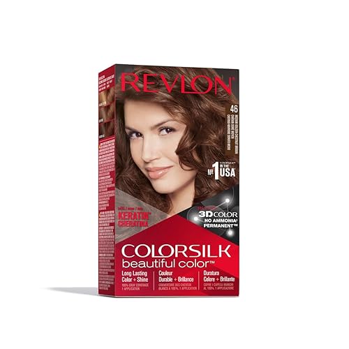 Revlon Permanent Hair Color, Permanent Hair Dye, Colorsilk with 100% Gray Coverage, Ammonia-Free, Keratin and Amino Acids, 46 Medium Golden Chestnut Beauty & Personal Care REVLON