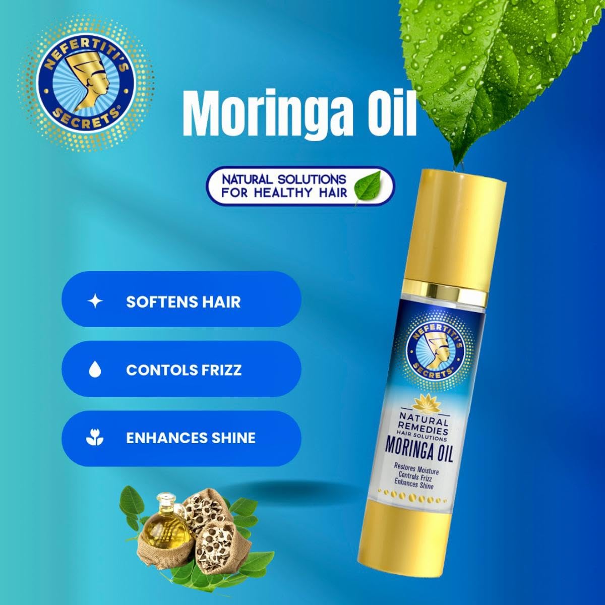 Nefertiti's Secrets Moringa Oil Organic Hair Growth - Wild Pure Rosemary Hair Oil for Nourishment, Rejuvenate & Moisturize - Curly Secret Hair Beauty & Personal Care Nefertiti's Secrets
