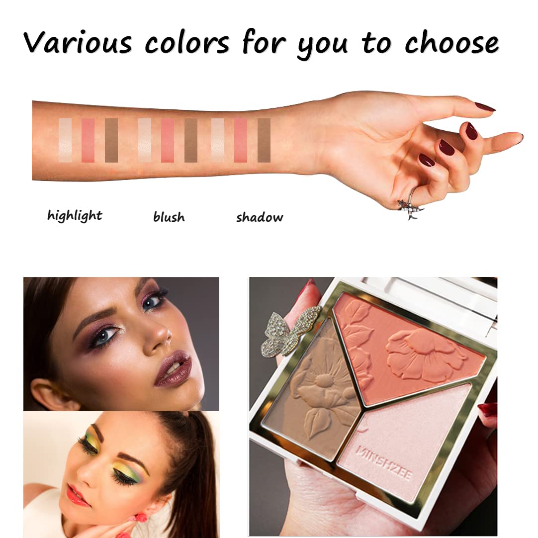 3-in-1 Highlighter Makeup Palette - Contour, Blush & Glow Kit with Matte & Shimmer Finish - Silky Pressed Powder for Face, Cheekbones, Eyes Beauty & Personal Care musoxian