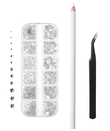 Mr. Pen - 2000 Pcs Rhinestones with Pick Up Tweezer & Picking Pen, Flat Back Round Rhinestones for Crafts, Face Gems, Nails & Makeup Beauty & Personal Care Mr. Pen