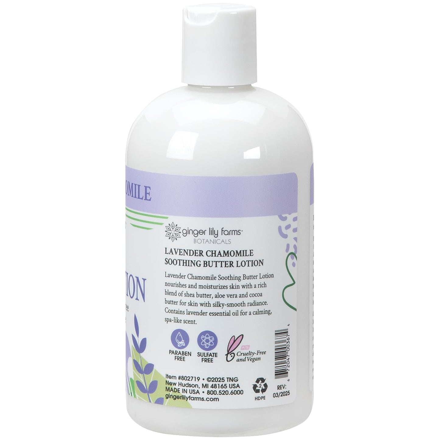 Ginger Lily Farms Botanicals Soothing Butter Lotion for Dry Skin, 100% Vegan & Cruelty-Free, Lavender Chamomile Scent, 12 Fl Oz Beauty & Personal Care Ginger Lily Farms