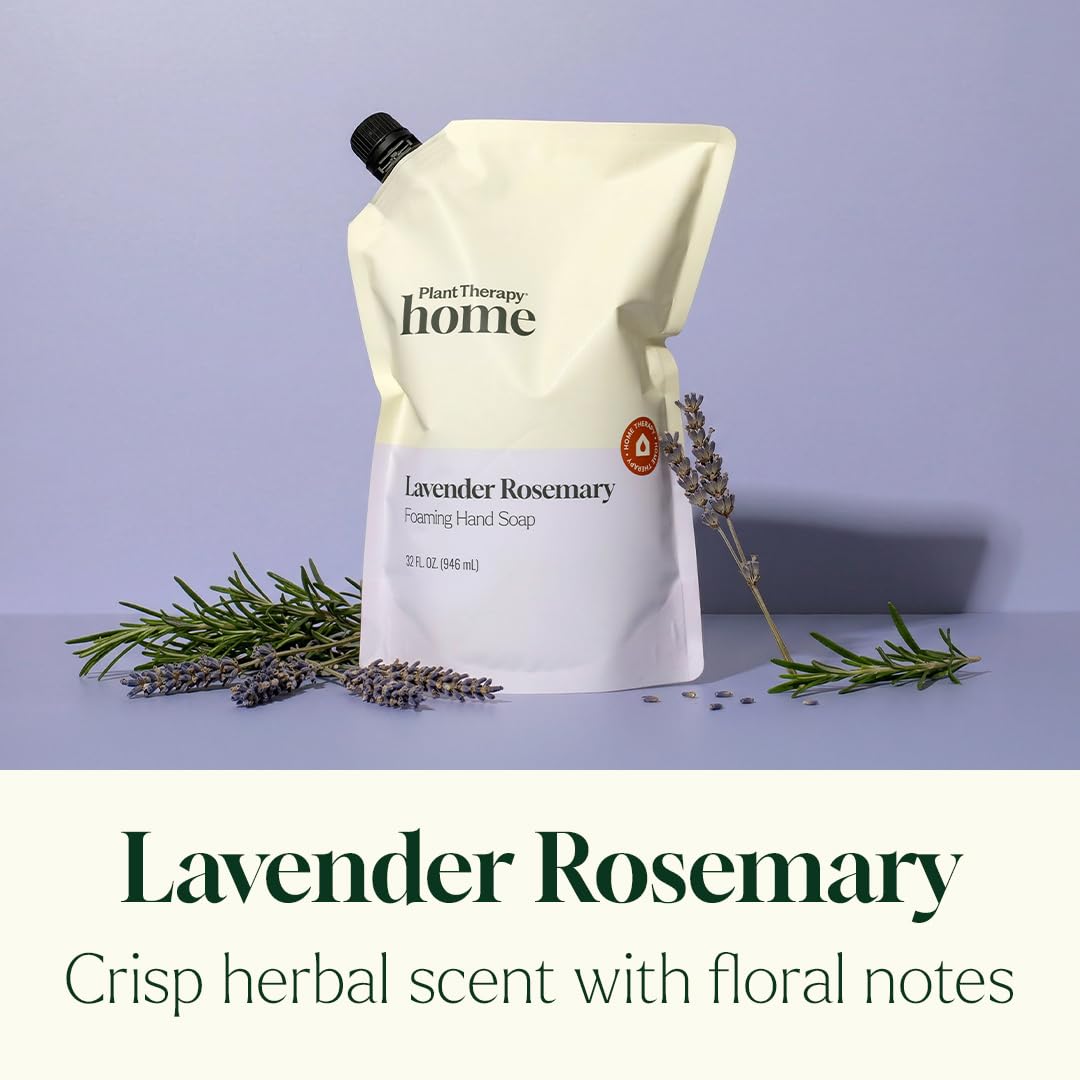 Plant Therapy Home Lavender Rosemary Foaming Hand Soap Refill 32 oz, Refreshing & Natural Herbal Scent, Gentle Plant-Based Ingredients, Enough Beauty & Personal Care Plant Therapy