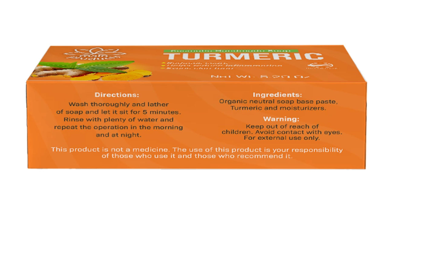Turmeric Soap Bar for Face and Body 5.29oz, Handmade Cosmetic Soap. Hypoallergenic Jabon de Curcuma Beauty & Personal Care Lenico Comercializadora