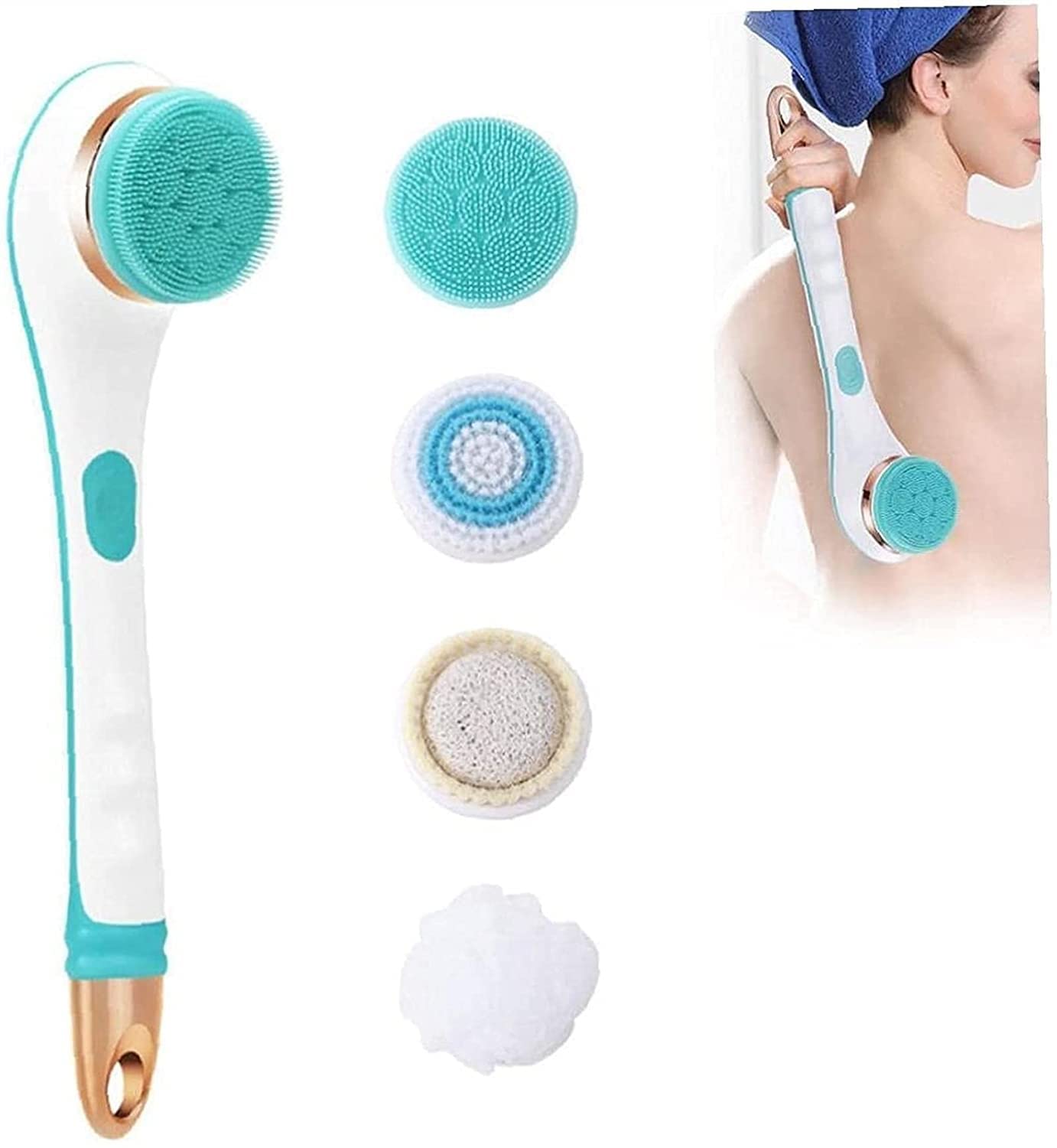 Sxdthy Shower Brush for Body,Electric Shower Brush Rechargeable Rotating Long Handle Back Scrubber Suitable for Wet or Dry Brushing (Color : Blue) Beauty and Personal Care KAnduo