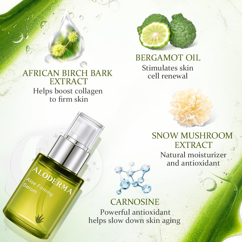 Aloderma Firming Face Serum with 63% Organic Aloe Vera - Age-Defying Face Plumping Serum for Radiant Skin - Tighten Skin, Reduce the Appearance Beauty & Personal Care Aloderma