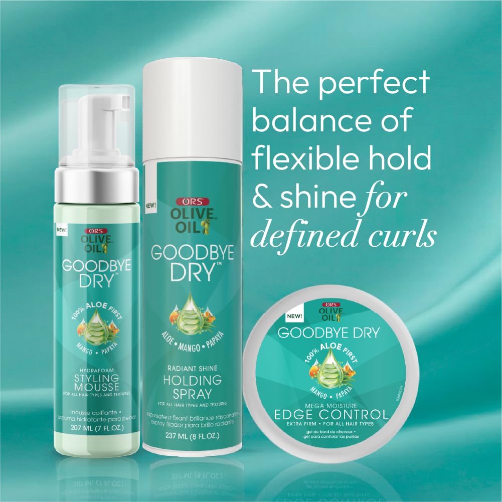 ORS Olive Oil Goodbye Dry Holding Spray, Extra Firm Gel & Styling Mousse for Hydration & Nourishing - Bundle
