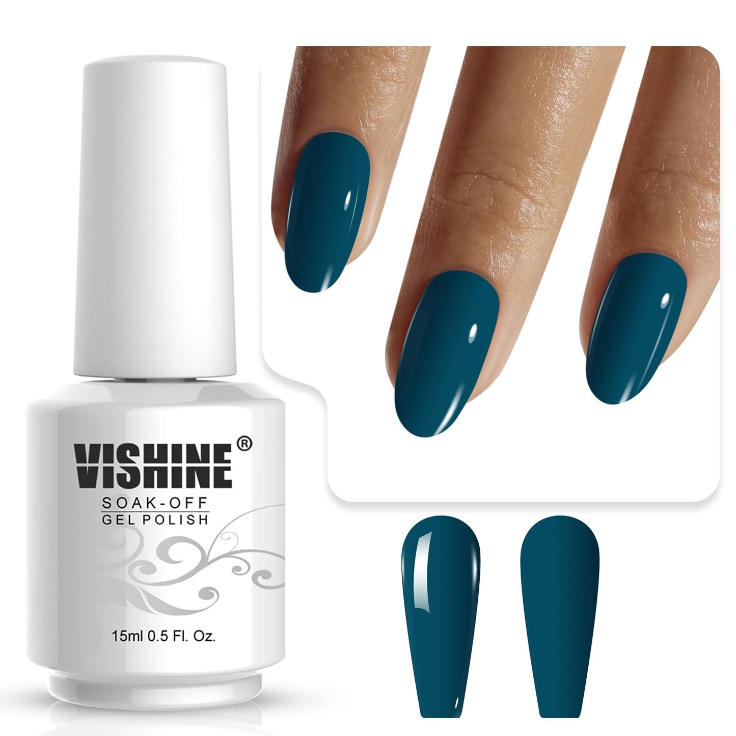 Vishine Soak-Off UV LED Gel Polish Nail Art Manicure Lacquer Teal Color 036 Beauty & Personal Care Vishine