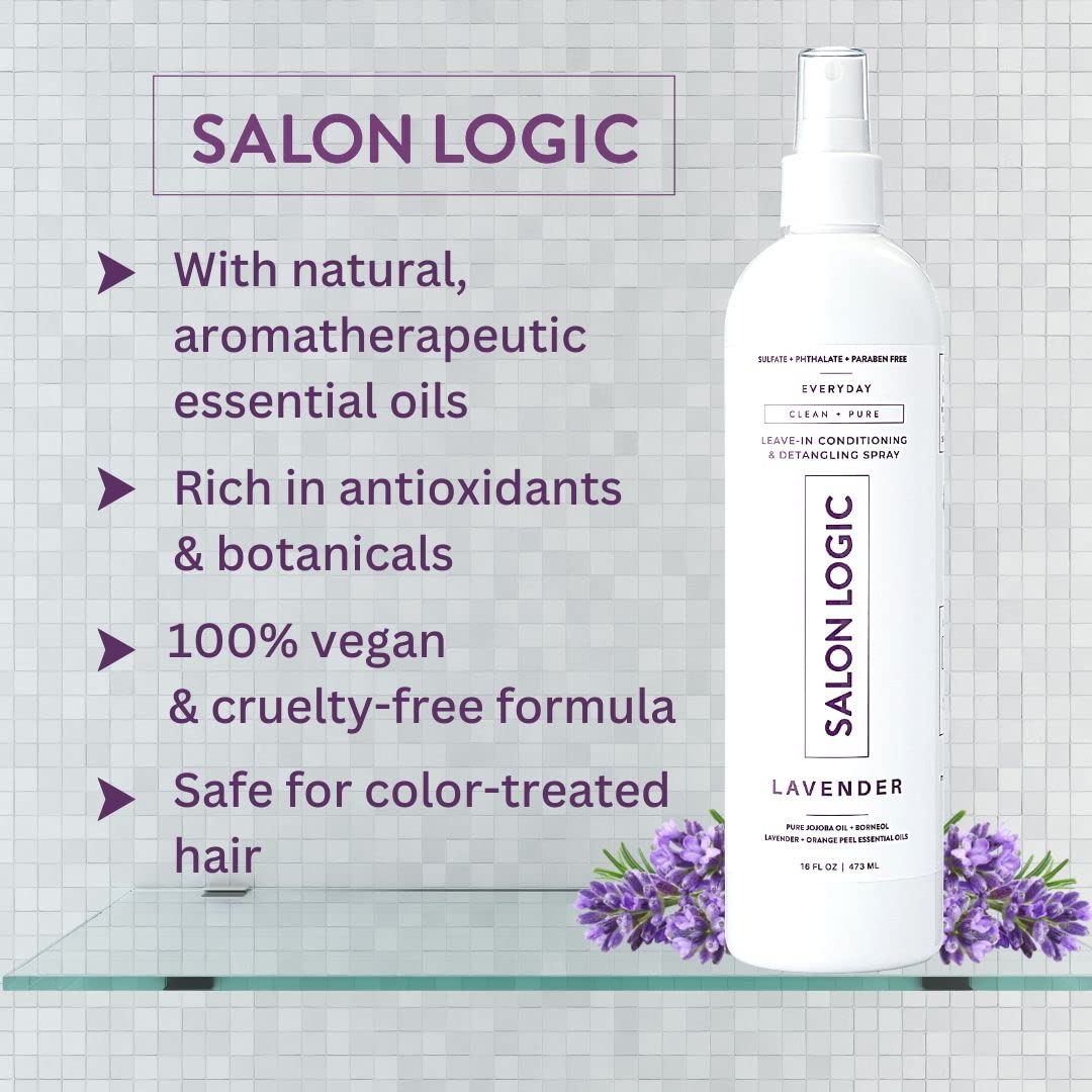 SalonLogic Everyday Clean & Pure Shampoo, Conditioner, and Spray Set, Lavender - Salon Quality, Keratin treatment, Naturally Scented, Hydrating Beauty & Personal Care SalonLogic