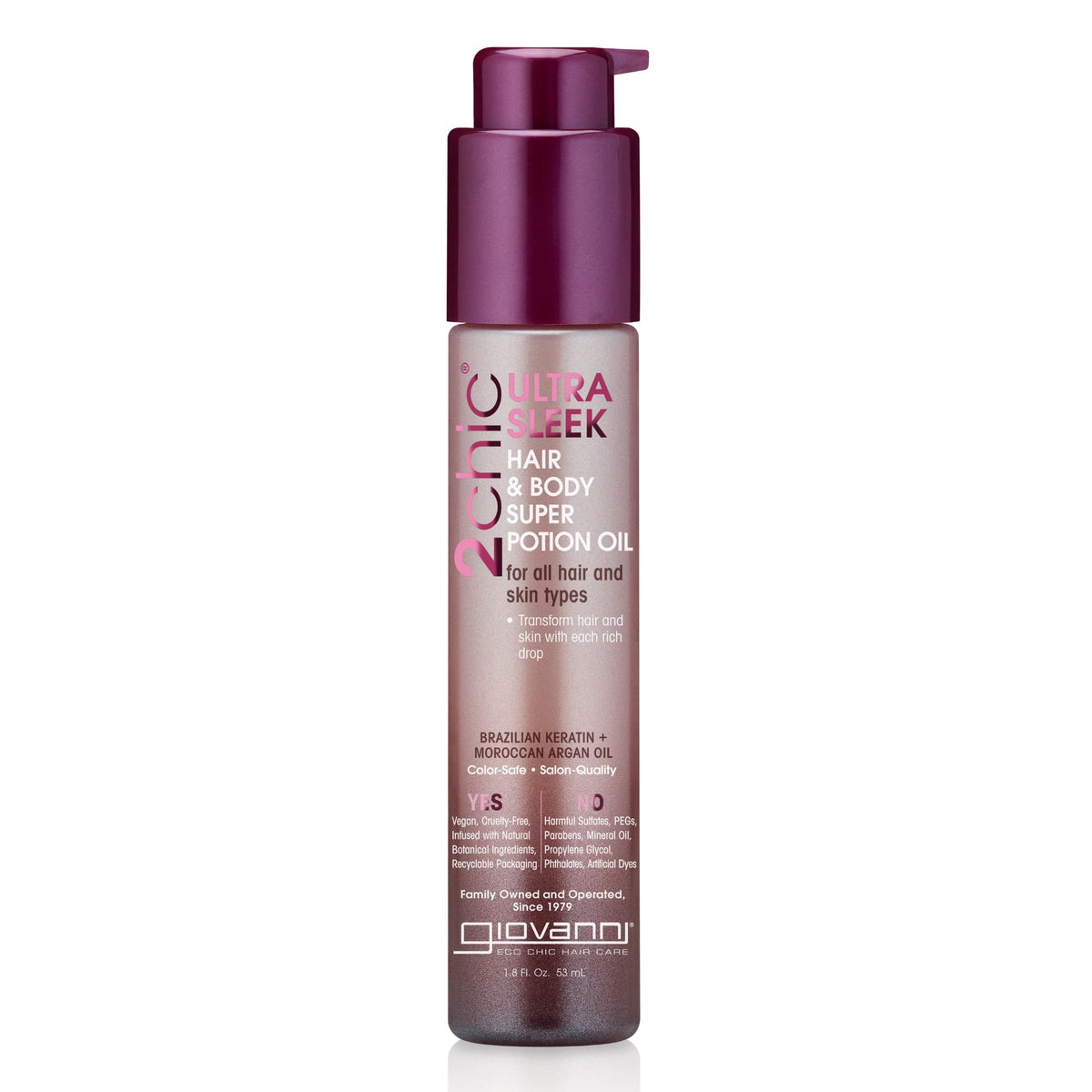 GIOVANNI 2chic Ultra-Sleek Hair Super Body Potion, Oil Serum, 1.8 oz