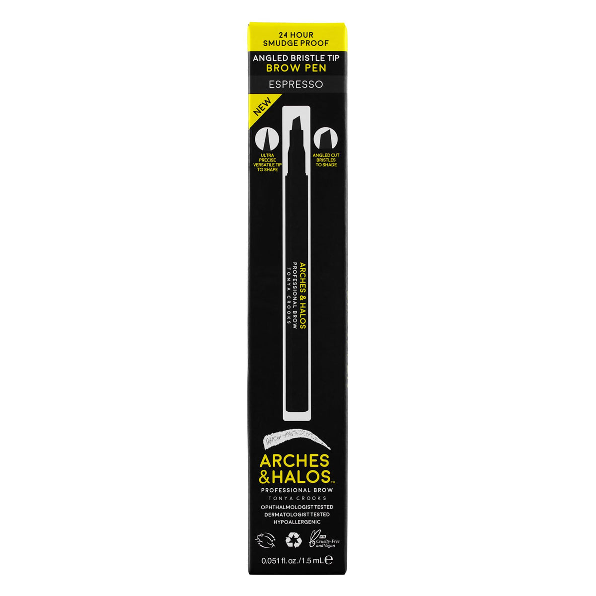 Arches and Halos Angled Bristle Tip Waterproof Brow Pen - Water Based and Smudge Proof Eyebrow Pencil - Extended Wear - Espresso - 0.051 oz Beauty & Personal Care Arches & Halos