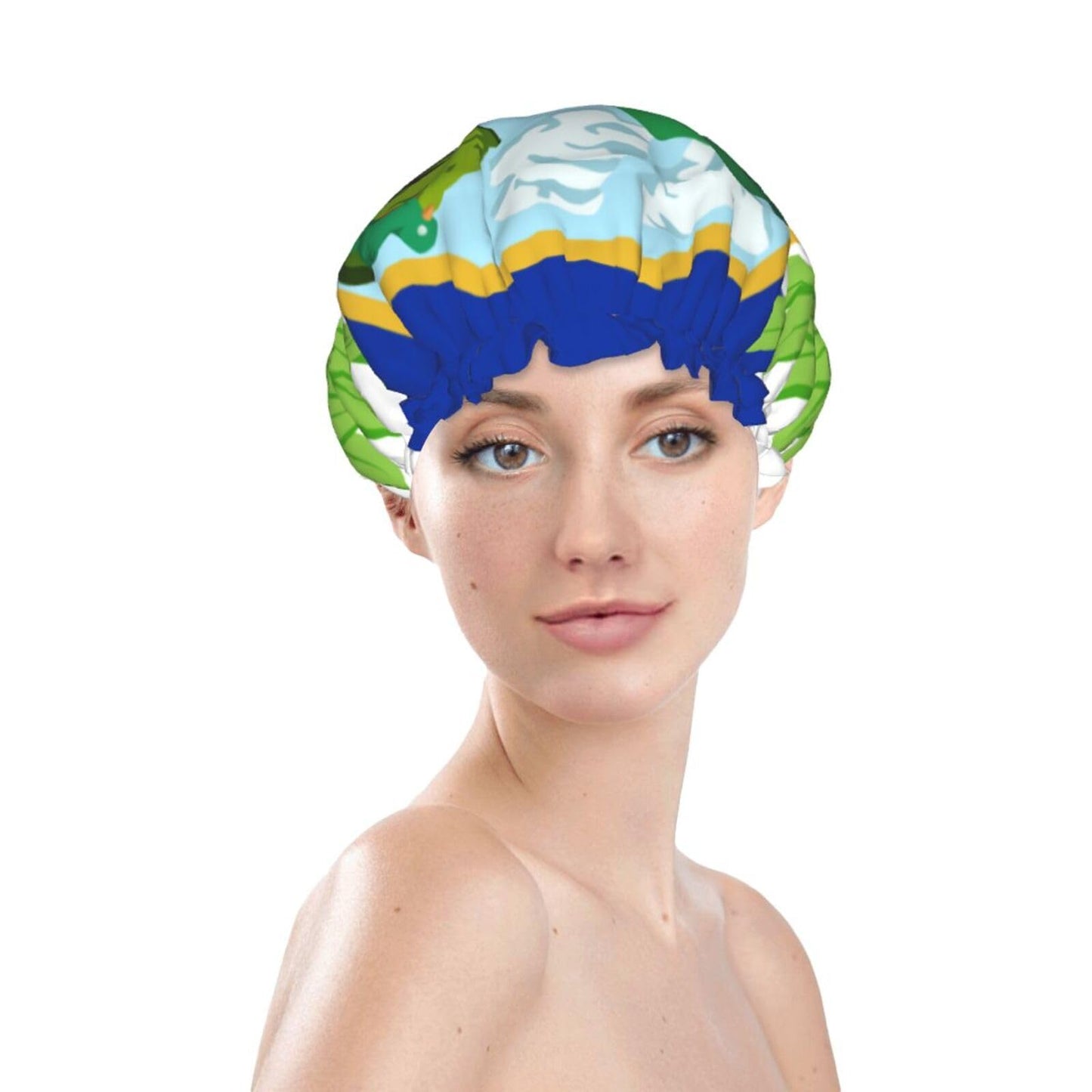 Los Altos Flag Prints Shower Cap Double Layer Lined Waterproof Bathing Shower Hat Beauty and Personal Care Hayyett