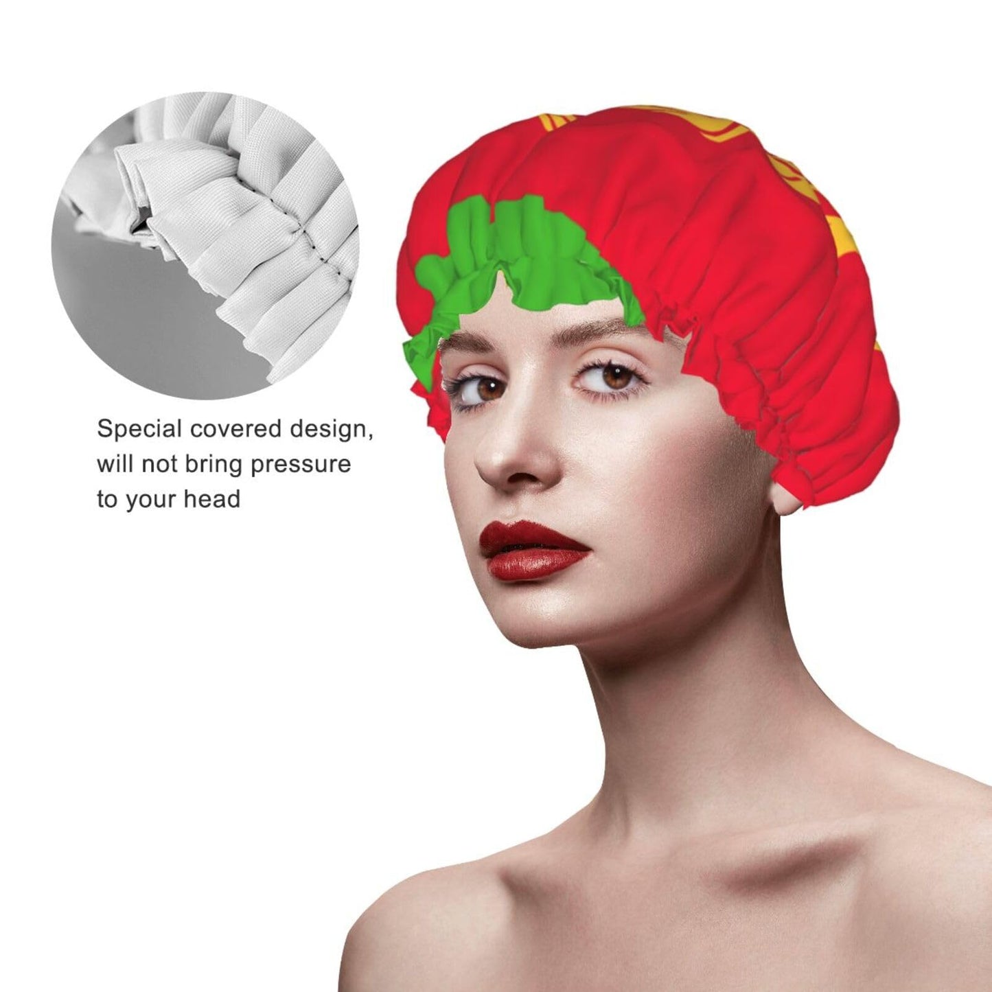 Eritrea Flag Prints Shower Cap Double Layer Lined Waterproof Bathing Shower Hat Beauty and Personal Care Hayyett