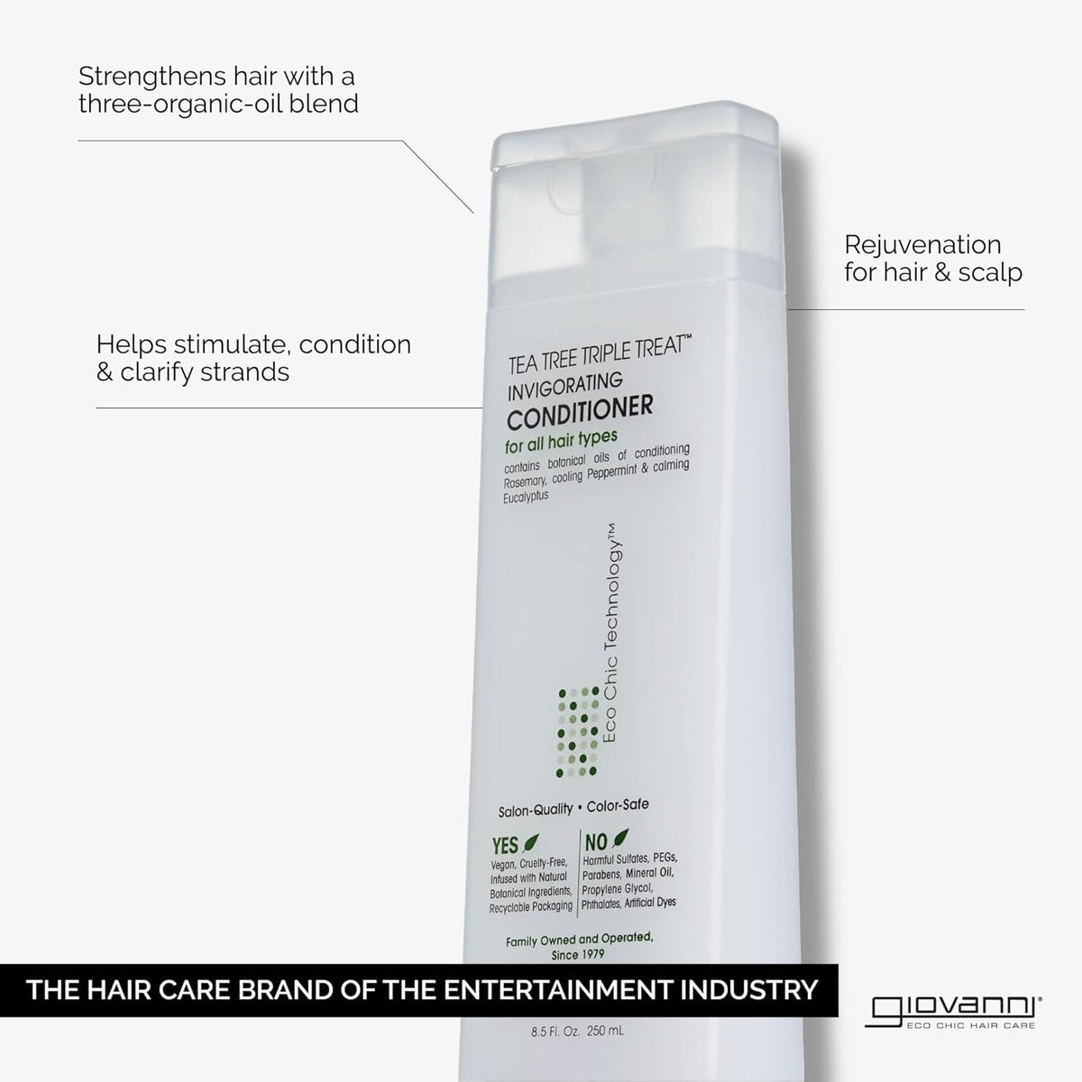 GIOVANNI Tea Tree Triple Treat Invigorating Conditioner, 8.5 oz (3 Pack)