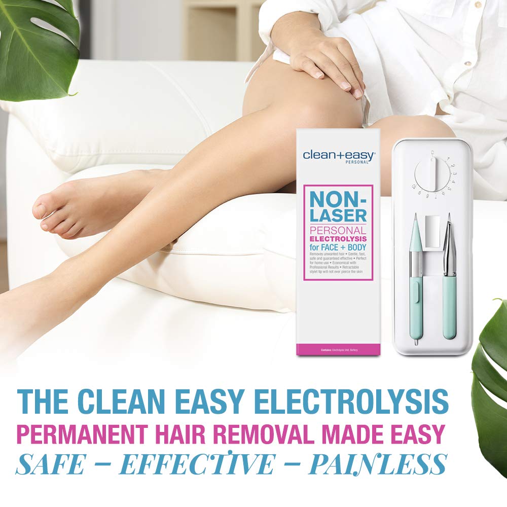 Clean + Easy Electrolysis Machine for Permanent Hair Removal - Non-Laser, Painless Electrolysis Hair Removal for Face & Body, At-Home Remover Device Beauty & Personal Care Clean + Easy