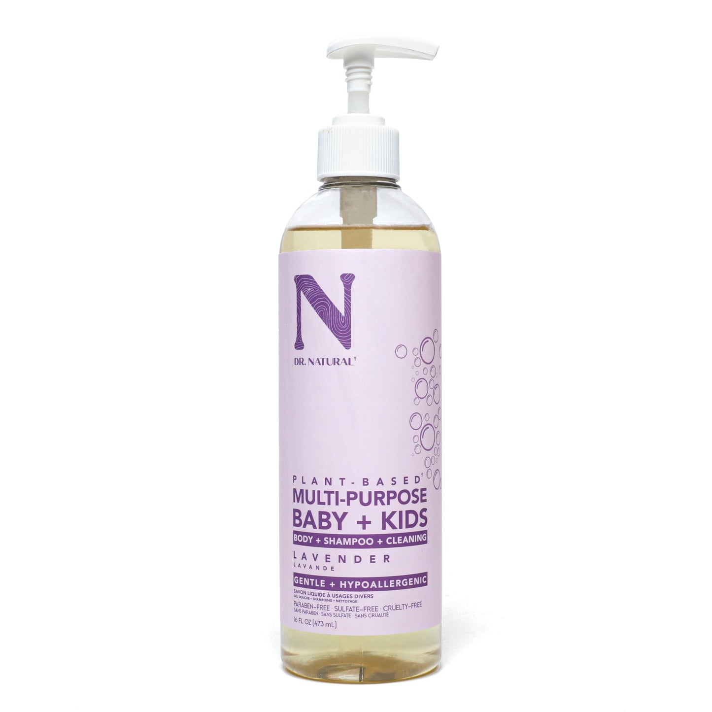 Dr. Natural Multi-Purpose Baby Plus Kids Soap - Body Wash and Shampoo - Gentle Soap with Shea Butter - Newborn Safe - Lavender - 16 oz Beauty & Personal Care Dr. Natural