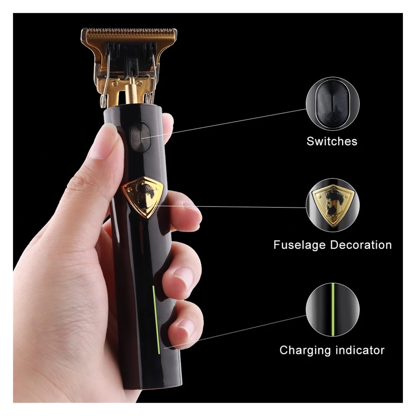Razors T9 USB Electric Hair Cutting Machine Rechargeable Cut Hair Clipper Man Shaver Trimmer for Men Barber Professional Beard Trimmers(Gold) Beauty and Personal Care EWKYLSEM