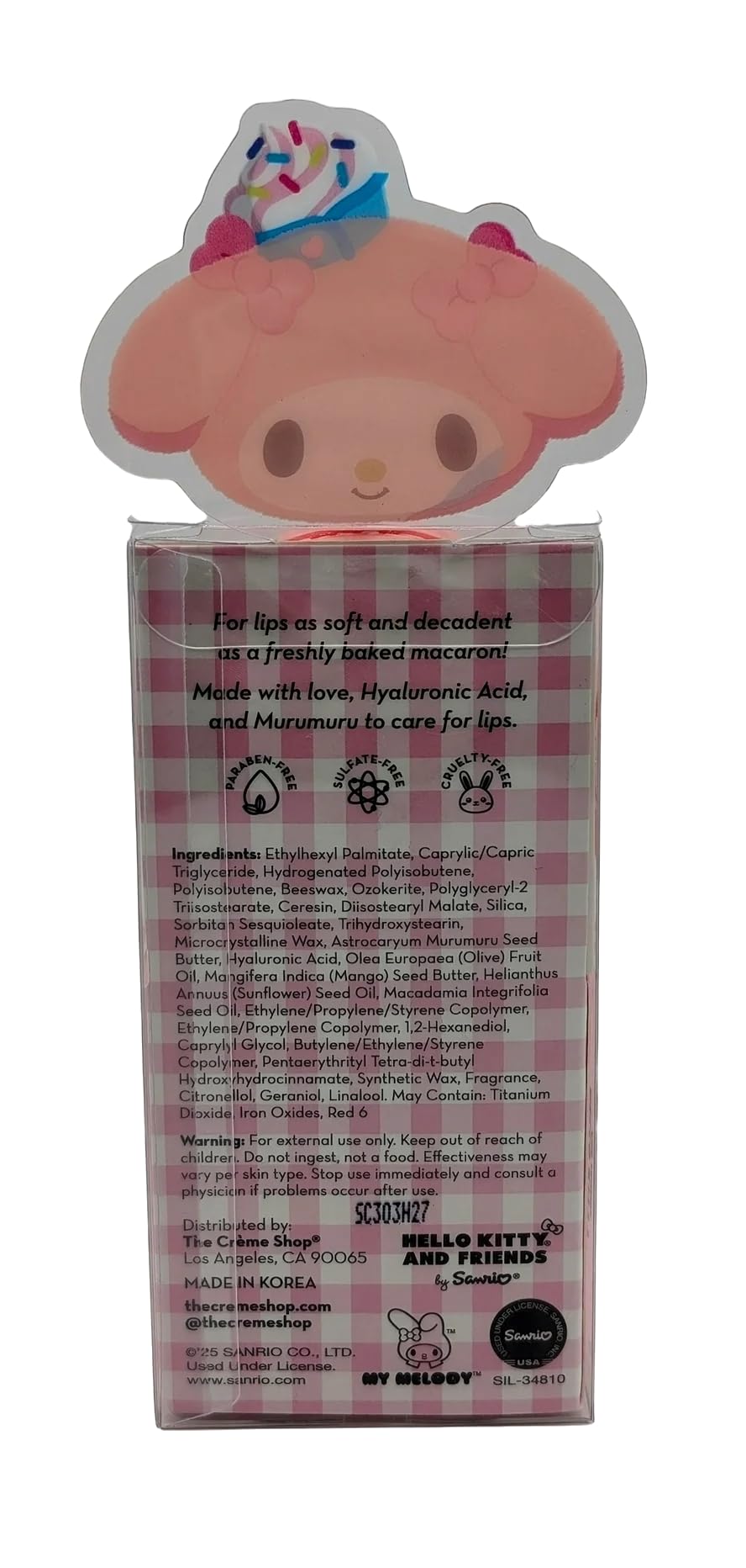 Kasa Style The Creme Shop Hello Kitty Macaron Lip Balm Moisturizing & Nourishing Lip Balm With Hyaluronic Acid, Murumuru, Red Velvet, Mini Beauty and Personal Care Kasa Style